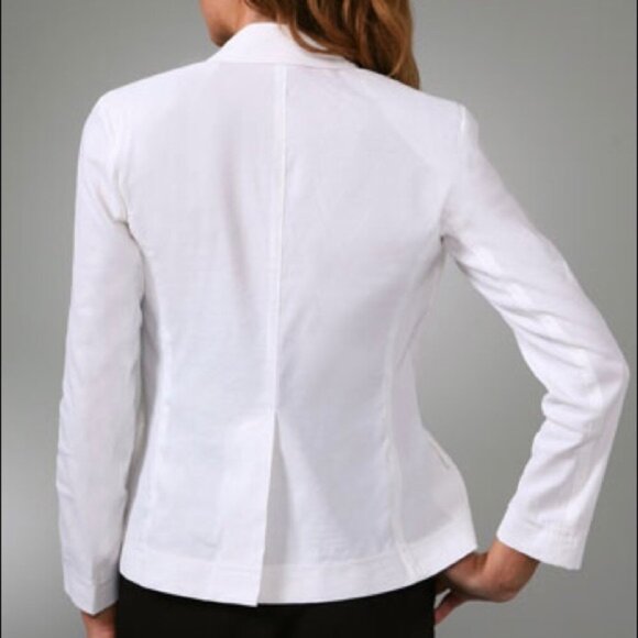 THEORY 10 Open Front Linen Blazer Jamilla Black Long Sleeve Top Jacket Medium - Picture 3 of 10